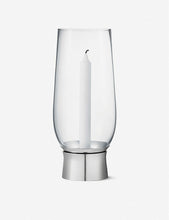 將圖片載入圖庫檢視器 GEORG JENSEN Lumis Hurricane Glass &amp; Stainless Steel Candle Holder 30cm