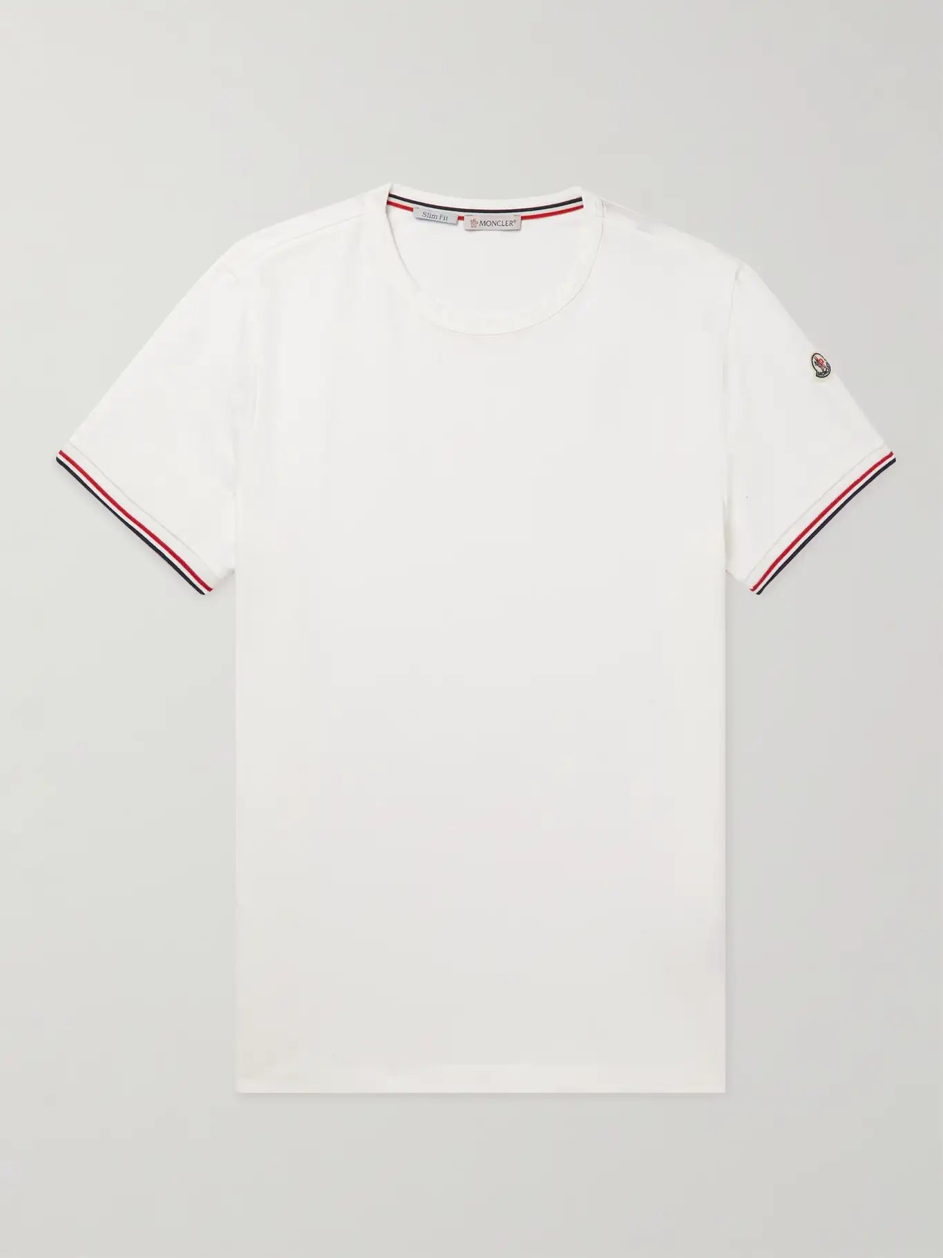 MONCLER Logo Appliqued Striped Stretch Cotton Jersey T Shirt XS