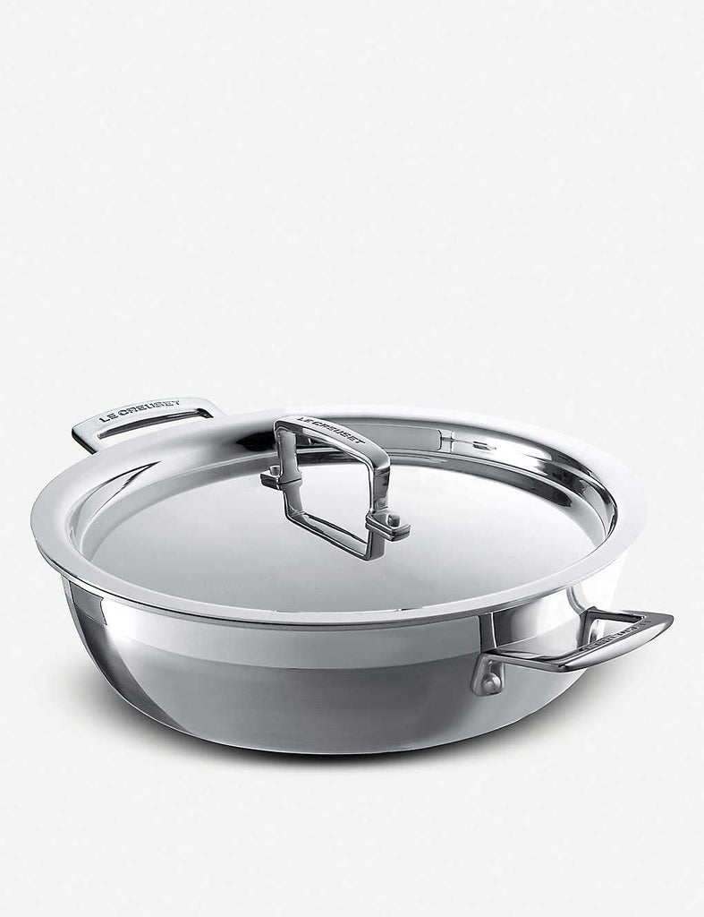 LE CREUSET Shallow 26cm Three-Ply Stainless Steel Casserole Dish - 1000FUN