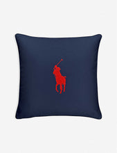 將圖片載入圖庫檢視器 RALPH LAUREN HOME Pony Logo-Embroidered Cotton Cushion Cover