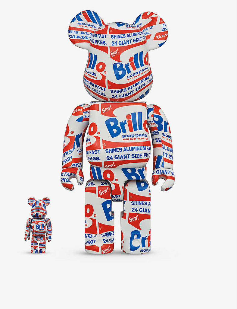 BE@RBRICK Andy Warhol ‘’Brillo’’ Graphic-Print 100% & 400% Figures Set of Two