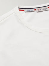 將圖片載入圖庫檢視器 MONCLER Logo-Appliquéd Striped Stretch-Cotton Jersey T-Shirt